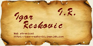 Igor Resković vizit kartica